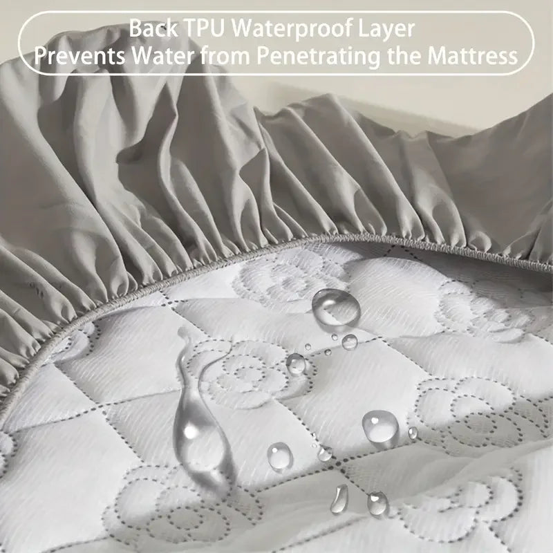 Protector de colchón impermeable (sin fundas de almohada), sábana bajera suave y transpirable con bolsillo profundo para cama individual o doble, 1 ud.